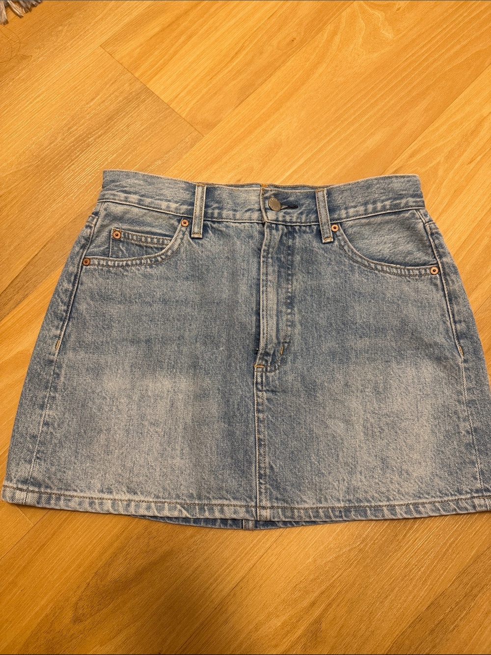 Denim Forum Light Blue Washed Denim Mini Skirt